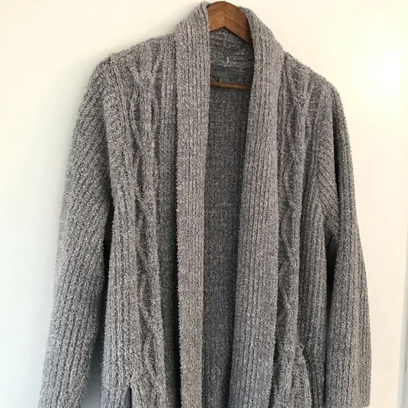 Barefoot Dreams Cozy Chic Long Grey Cabin Cardigan Sweater XL Soft Cabincore - Picture 4 of 8